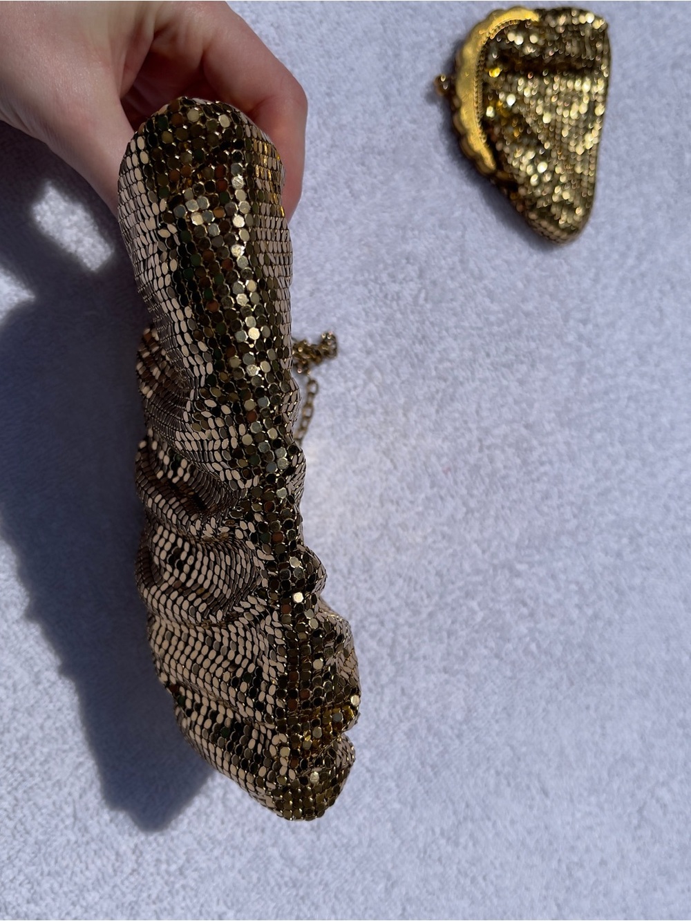 Whiting & Davis Vintage Set Gold Metal Mesh Evening Bag Matching Coin Purse - Picture 13 of 16